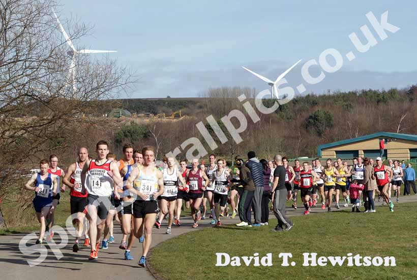 Start of the senior mens Royal Signals Road Relay, Hetton Lyons Park.